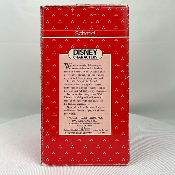 Schmid Mickey Mouse Christmas Bell Disney 1990 Collectors Bell Ltd Ed Holiday - Picture 8 of 8